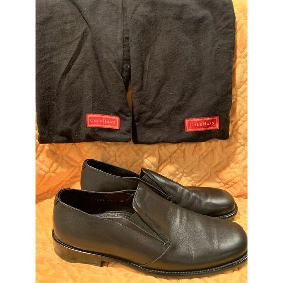 Cole Haan Black Leather Slip on Square Toe Loafer Shoes mens 10 D worn 1X